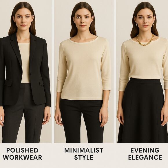 Lauren Ralph Lauren Silk Blend Knit Top Cream L Boat Neck 3/4 Sleeve - Picture 4 of 6